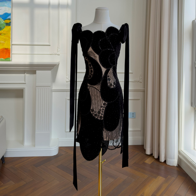 Socialite Style Black Velvet Dress69629