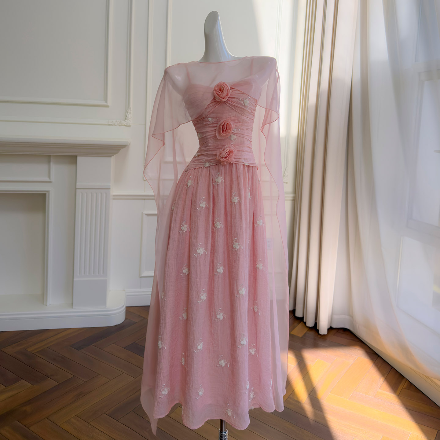 Foreign Trade Light Luxury Halter Backless Waist-Fitted Slim A-Line Dress, Flowy Long Dress for Beach Vacation69608