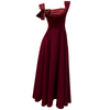 Burgundy Square Neck Spaghetti Strap Evening Dress, French Princess Long Dress for Party, Annual Meeting & Host69609