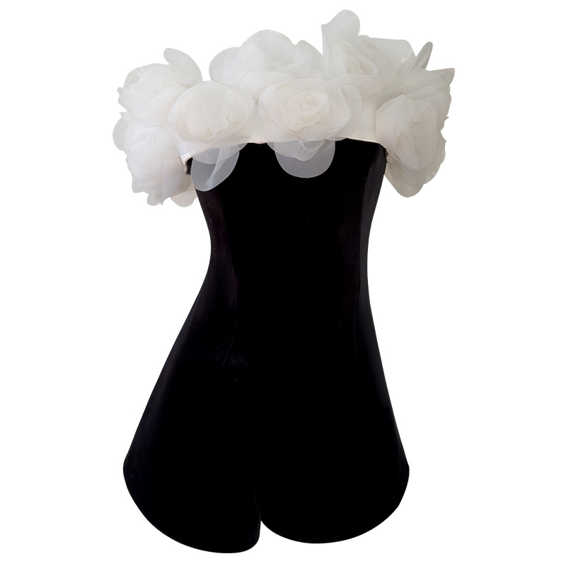 Black & White Color Block Off-the-Shoulder Romper51422