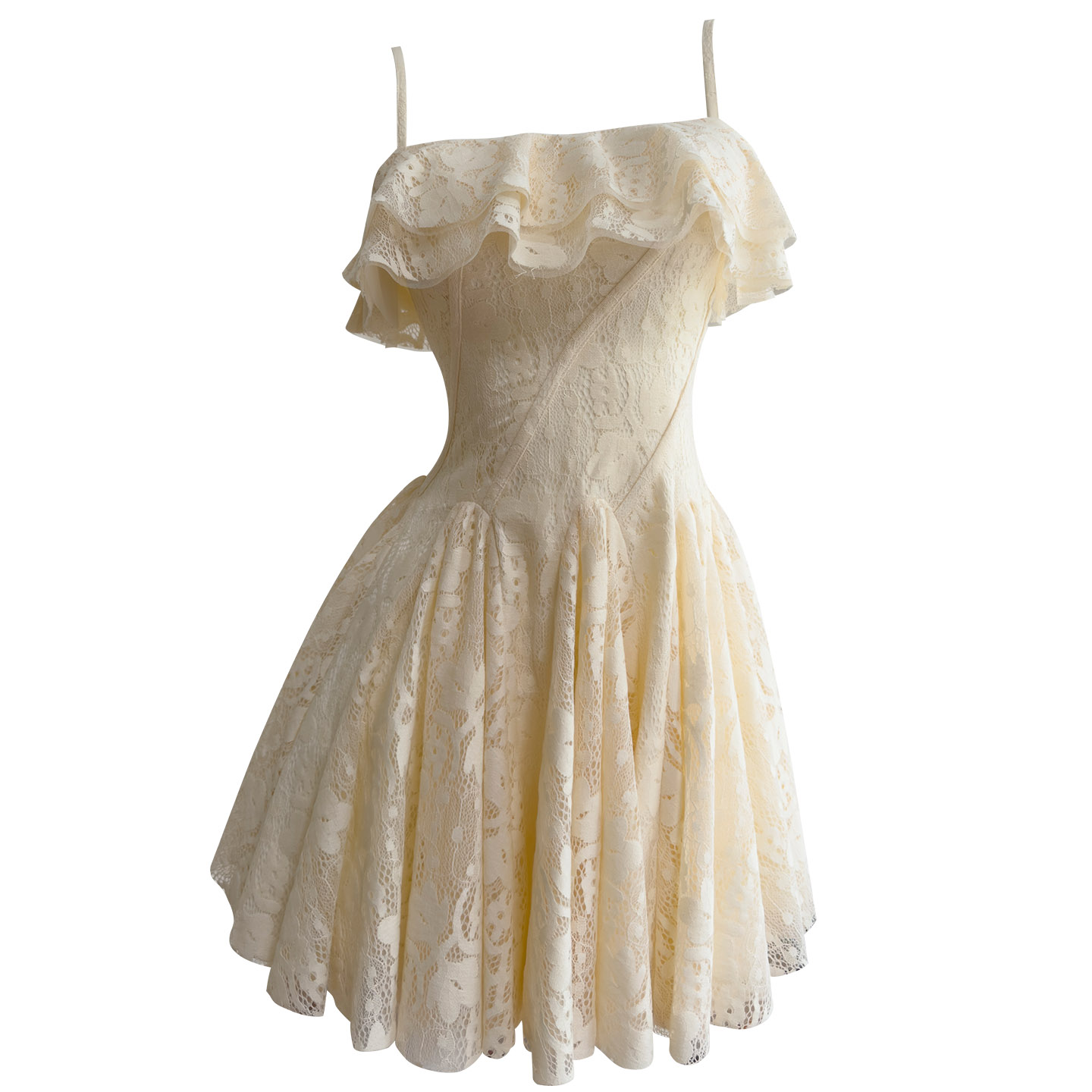 Gentle Lace Ruffle Mini Dress69718