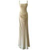 Square Neck Draped Ruched Maxi Dress69725