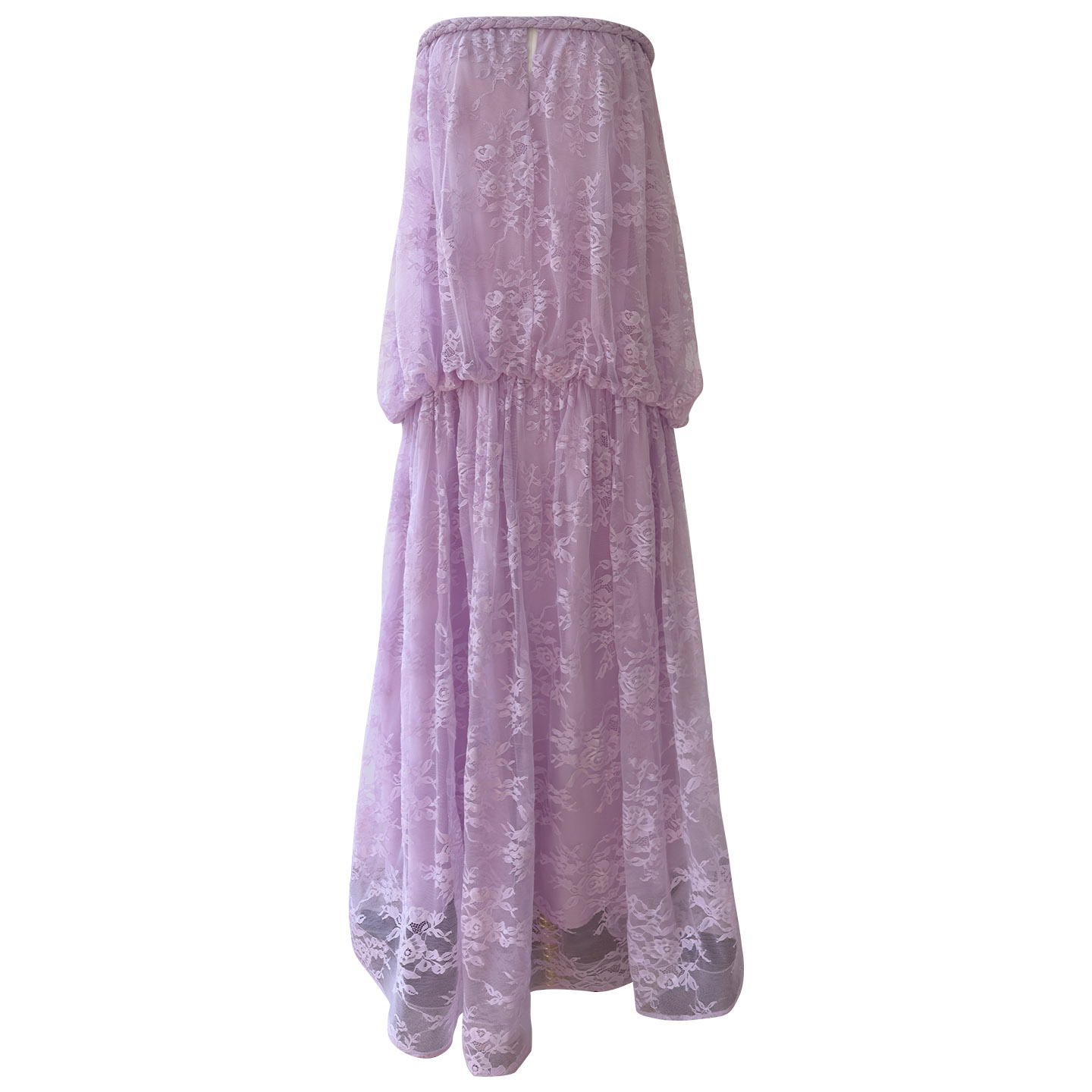 Misty Lavender Strapless Lace Dress69712