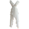 White Flutter-Sleeve Irregular Ruffle Maxi Dress69724