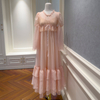 Blush Pink Lazy Pleated Tulle Midi Dress69703