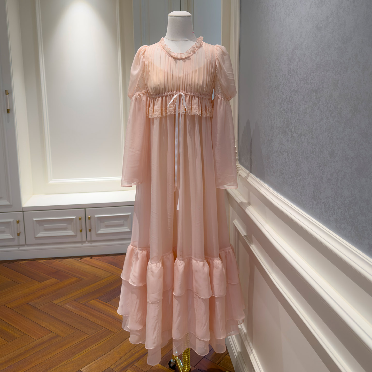 Blush Pink Lazy Pleated Tulle Midi Dress69703