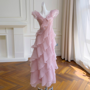 Soft & Ethereal Pink Ruffled Tiered Dress69770