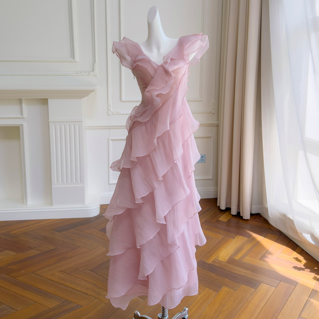 Soft & Ethereal Pink Ruffled Tiered Dress69770