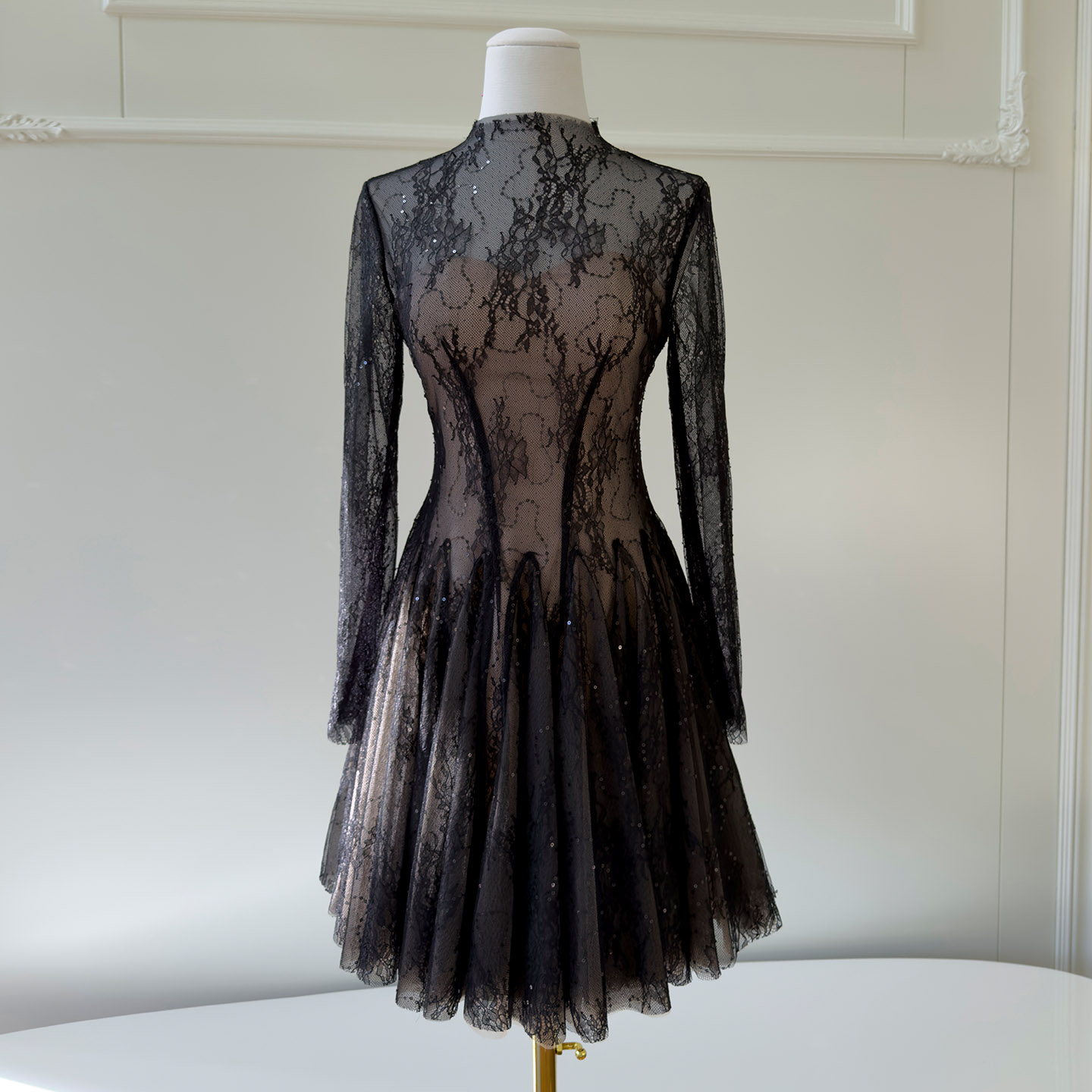 Atmospheric Black Lace Sheer Dress69804