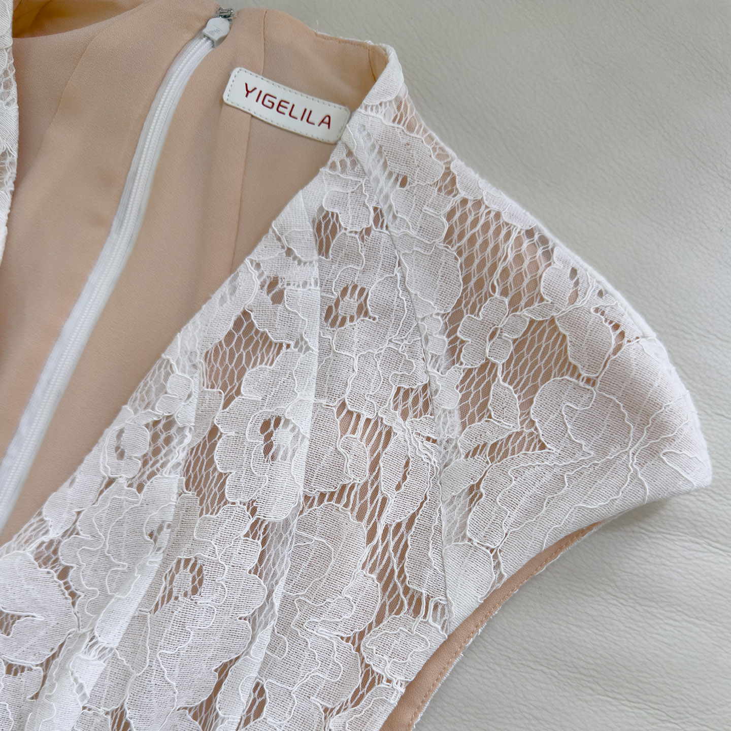 Gentle & Elegant Off-White Lace Dress69730