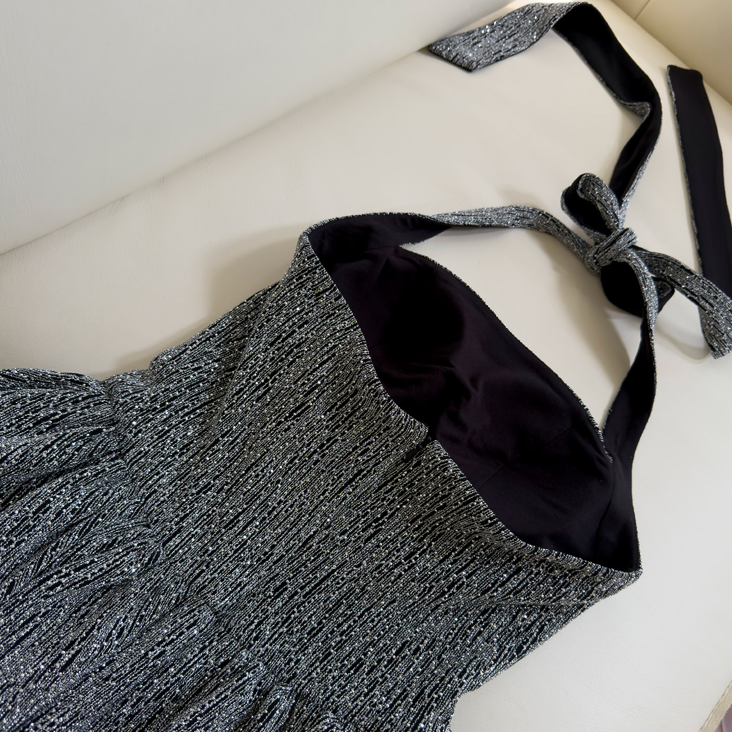 Sweet & Edgy Grey Halter Neck Skater Dress69782