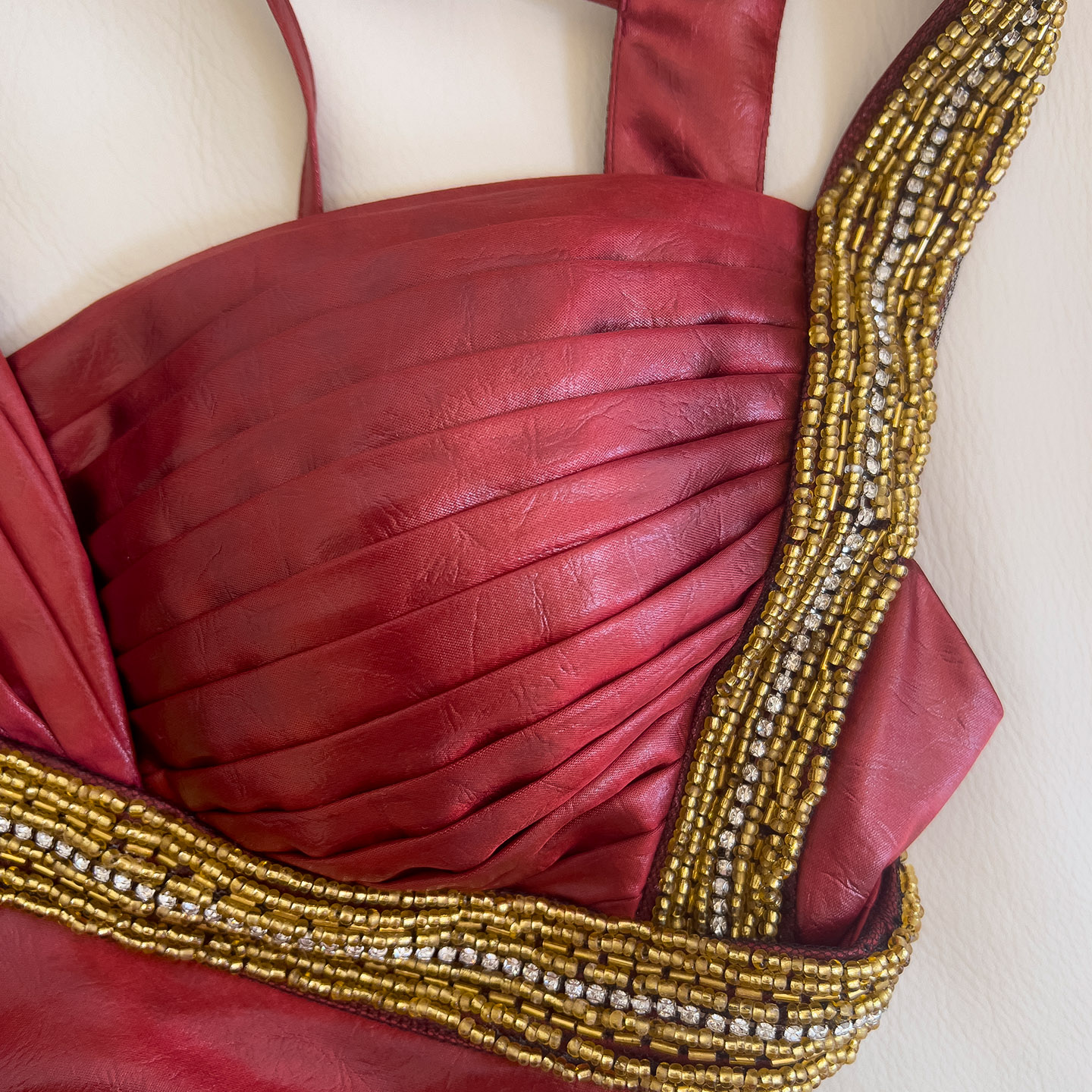 Vintage Luxe Burgundy Satin Evening Gown69525