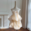 Sweet Light Apricot Strapless Bustier Bubble Skirt Set8483