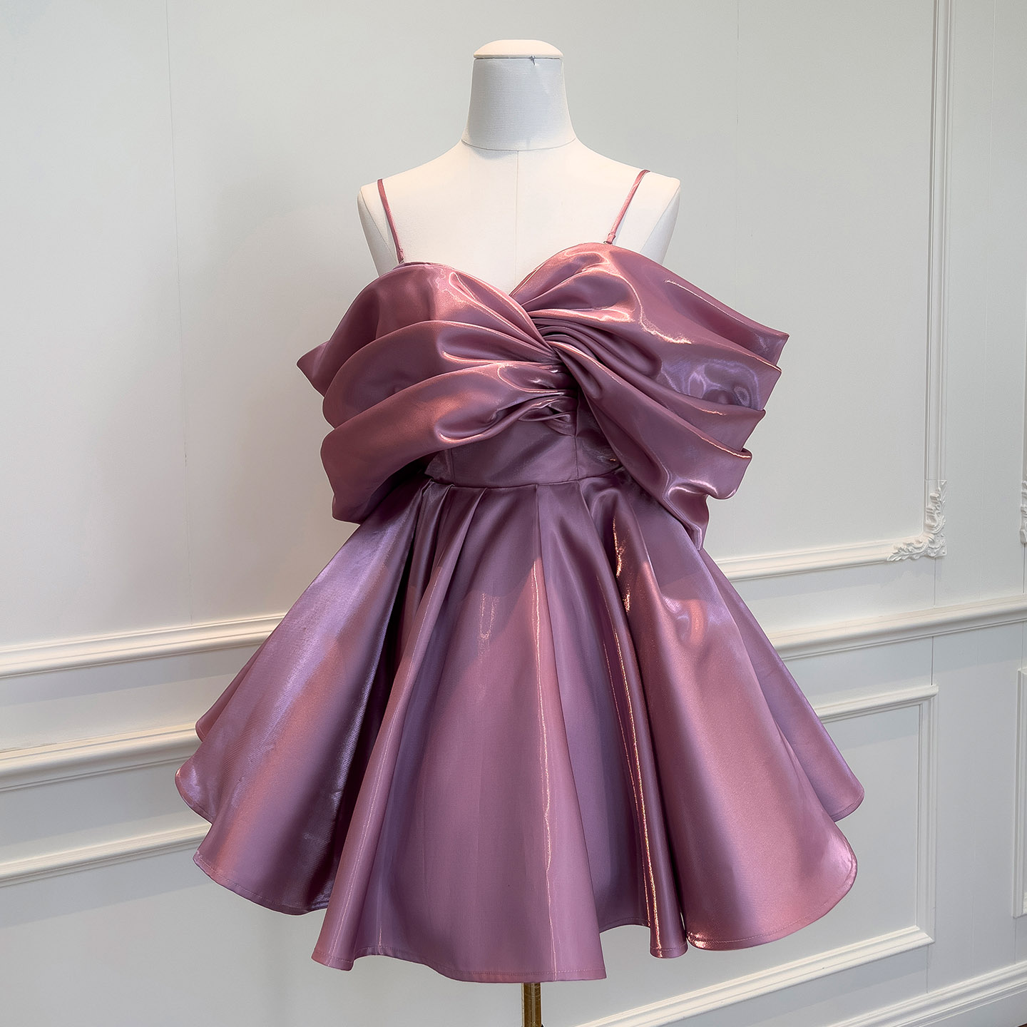 Sweet & Whimsical Satin Spaghetti Strap Cocktail Dress69458