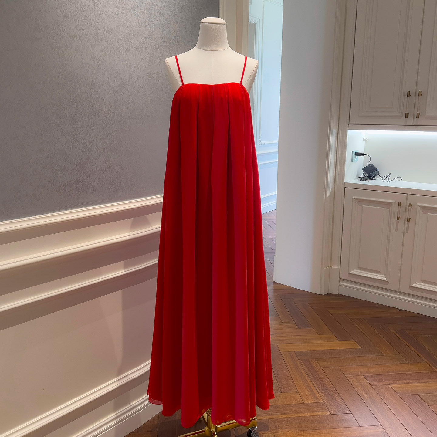 Red Chiffon Spaghetti Strap Maxi Dress with Lazy Chic Vibe69506