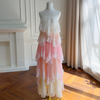 Romantic Pink-White Gradient Lace Dress69698