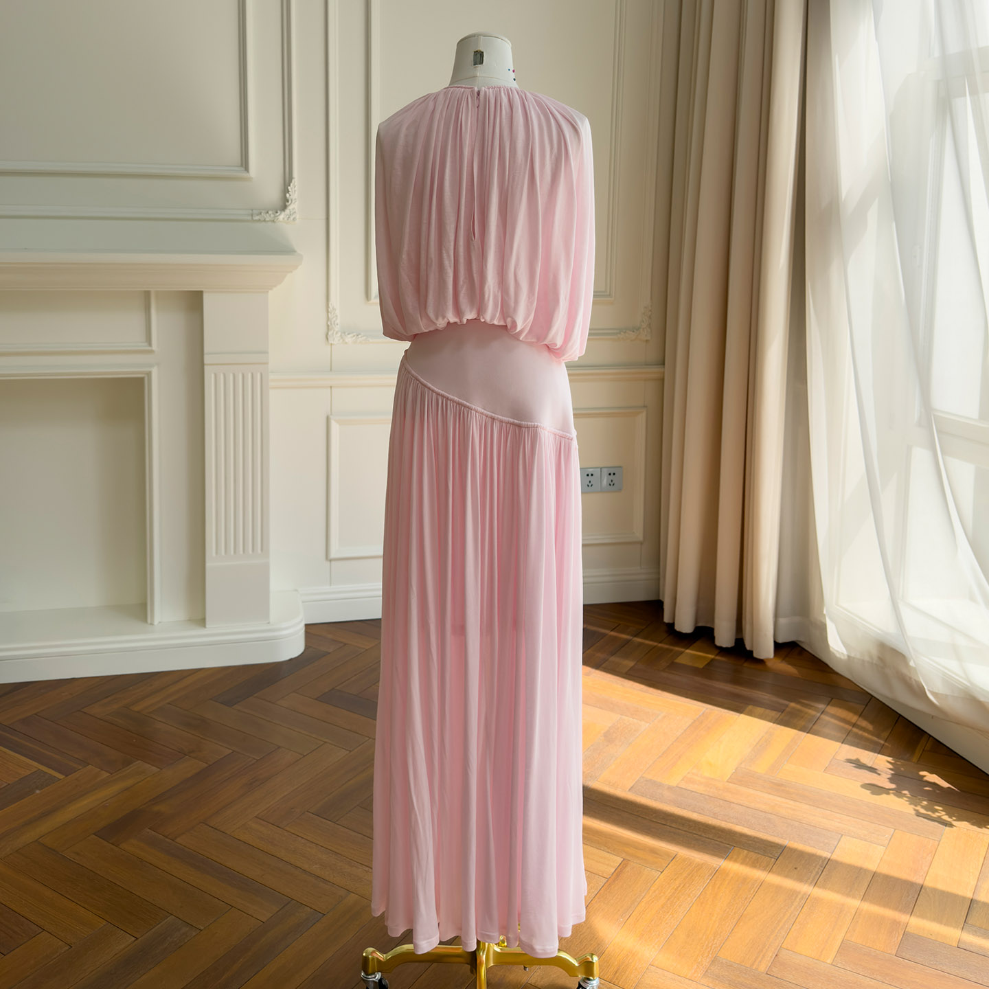 Soft Pink Pleated Two-Piece Set8492