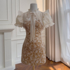 Soft Apricot Lace Embroidered Dress69522