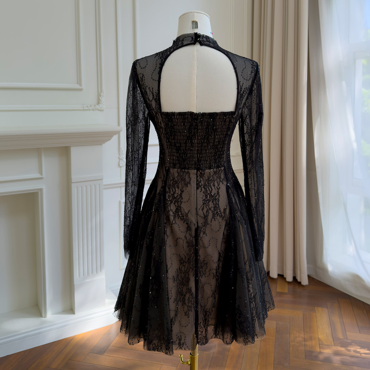 Atmospheric Black Lace Sheer Dress69804