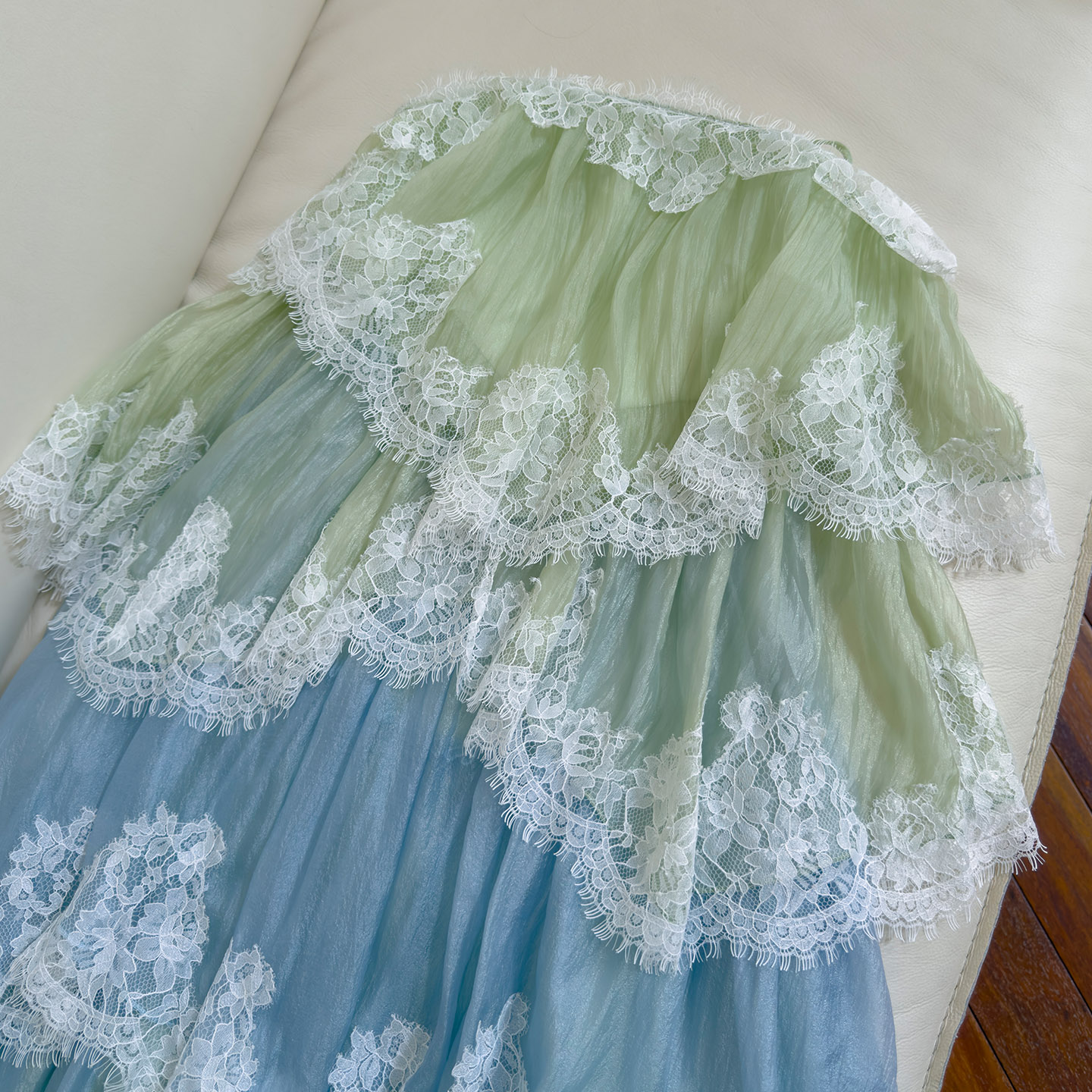Dreamy Green-Blue Gradient Lace Dress69751