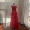 Vibrant Vintage Red Rose Lace Dress69523