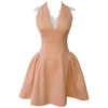 Sweet Peach Plaid Halter Neck Dress69521