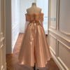 Peach Off-Shoulder A-Line Dress with Sheen Tulle71510+69319