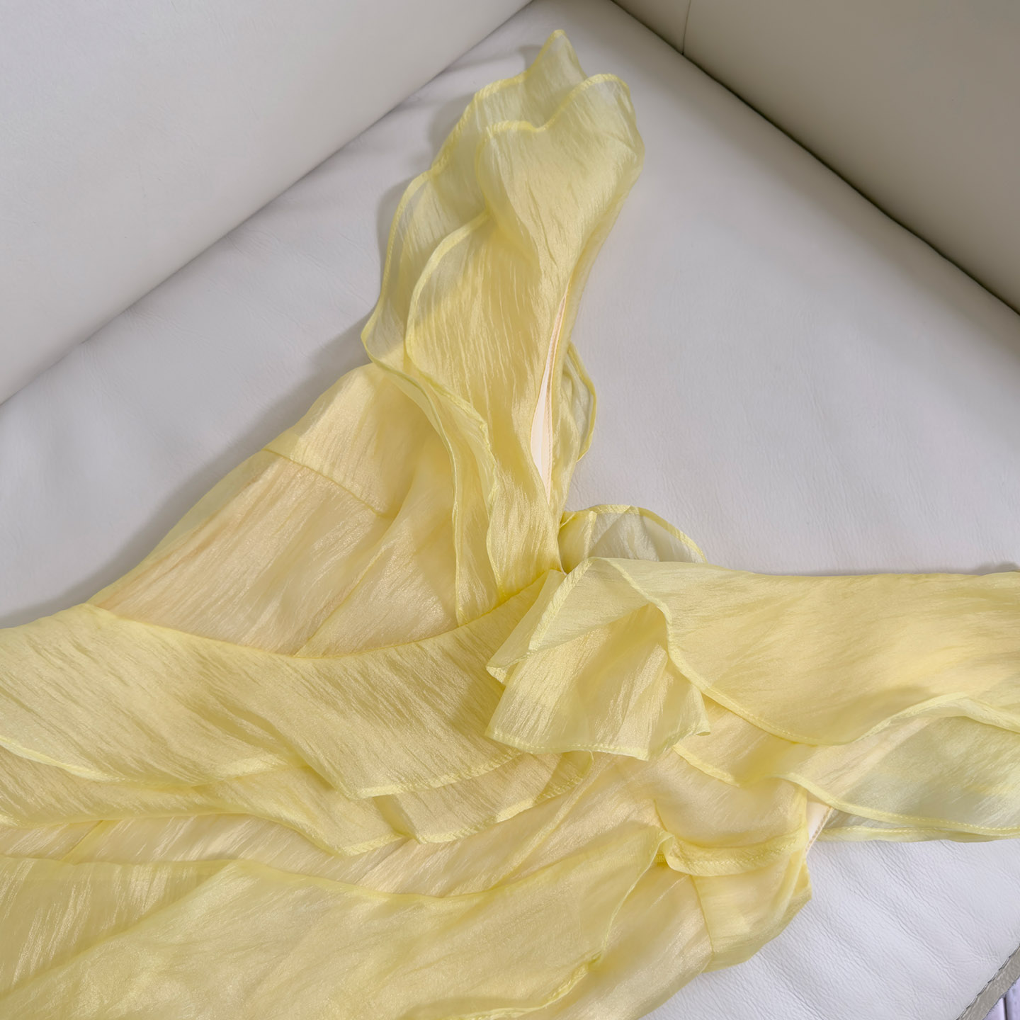 Bright & Gentle Pale Yellow Ruffled Tiered Dress69777