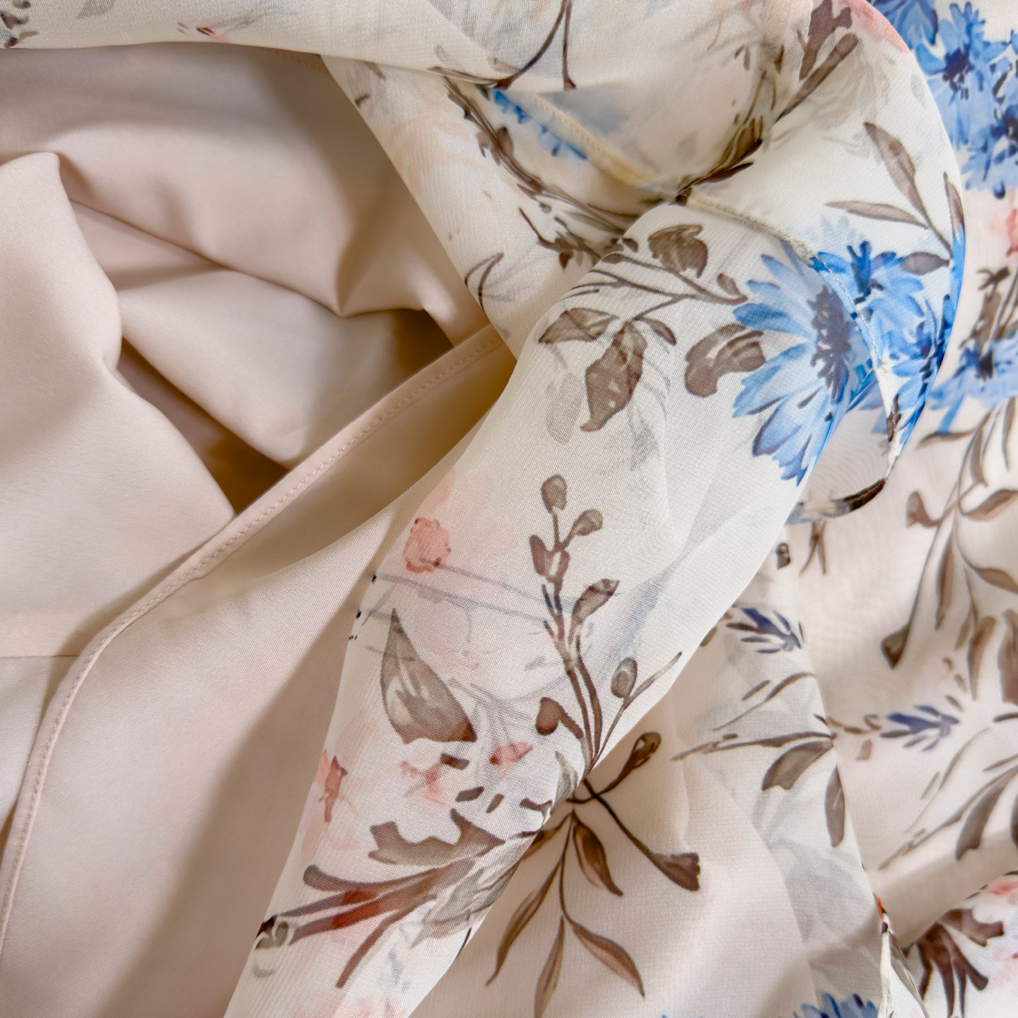 Light Pink Base with Blue Floral Halter Dress69756