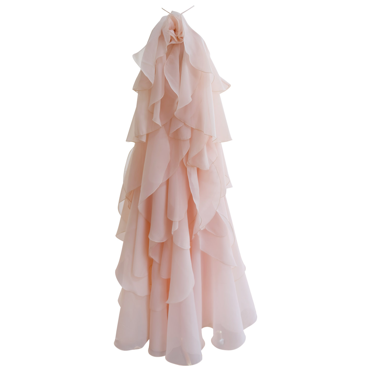 Blush Pink Halter Neck Maxi Dress with 3D Floral69739