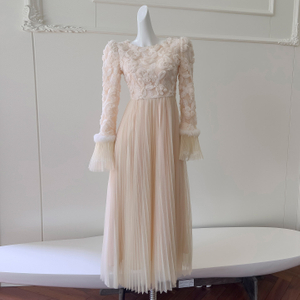 Apricot Beige Gentle Lace & Tulle Dress69099