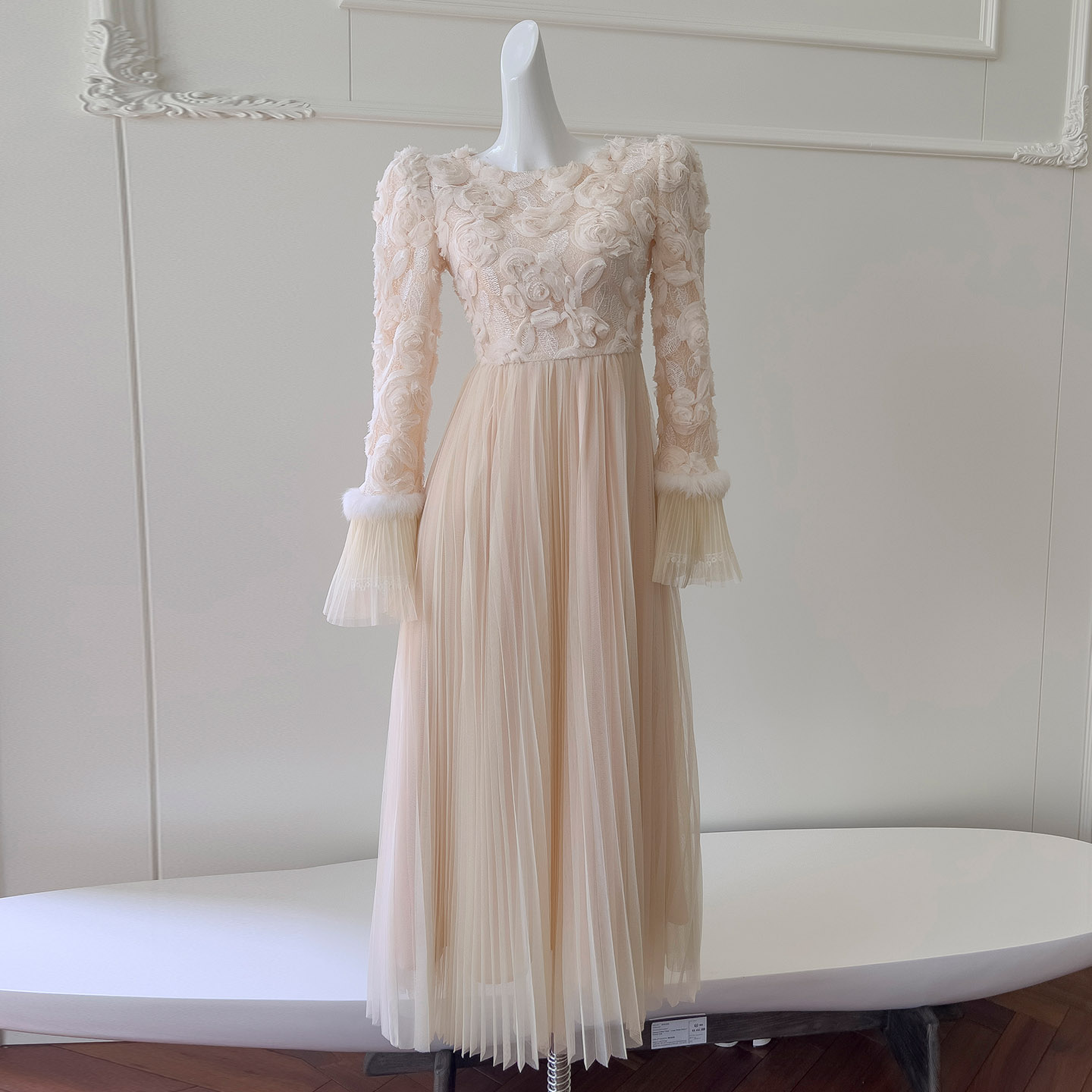 Apricot Beige Gentle Lace & Tulle Dress69099