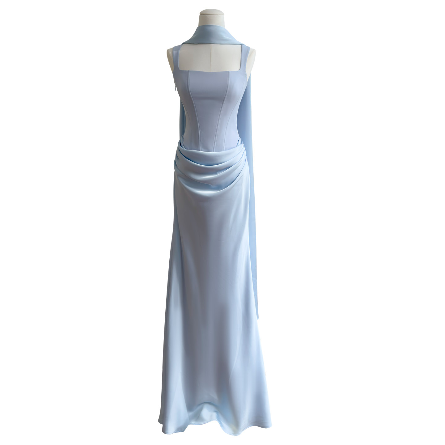 Chilly & Elegant Ice Blue Halter Neck Dress69726