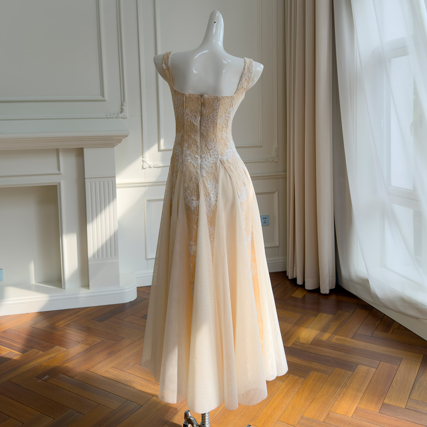 Vintage-Inspired Square Neck Cami Tulle Dress69720