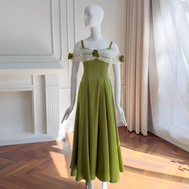 Vintage camisole off-shoulder maxi dress69683