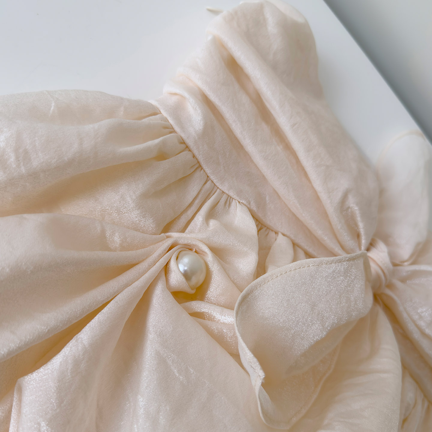 Sweet Light Apricot Strapless Bustier Bubble Skirt Set8483