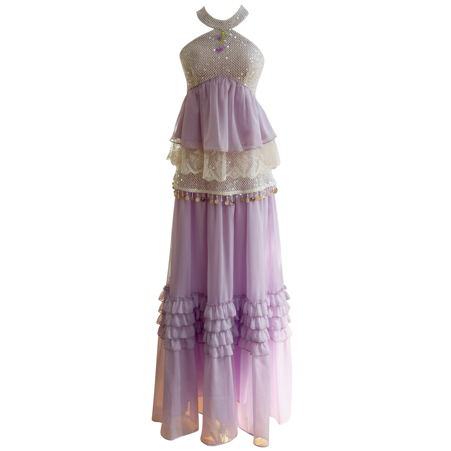 Lavender Halter Tulle Tiered Maxi Dress51445+71531