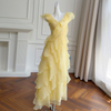 Bright & Gentle Pale Yellow Ruffled Tiered Dress69777
