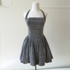 Sweet & Edgy Grey Halter Neck Skater Dress69782