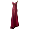 Vintage Luxe Burgundy Satin Evening Gown69525