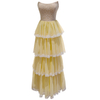 Butter Yellow Lace Bandeau Spliced Tulle Dress69672