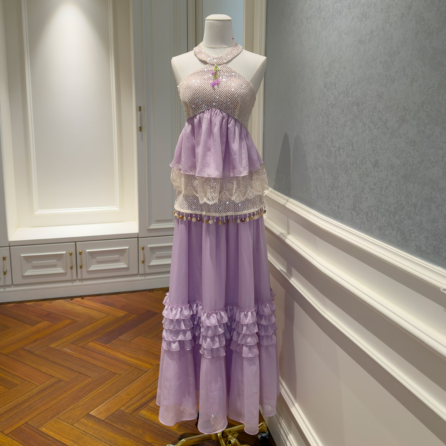 Lavender Halter Tulle Tiered Maxi Dress51445+71531