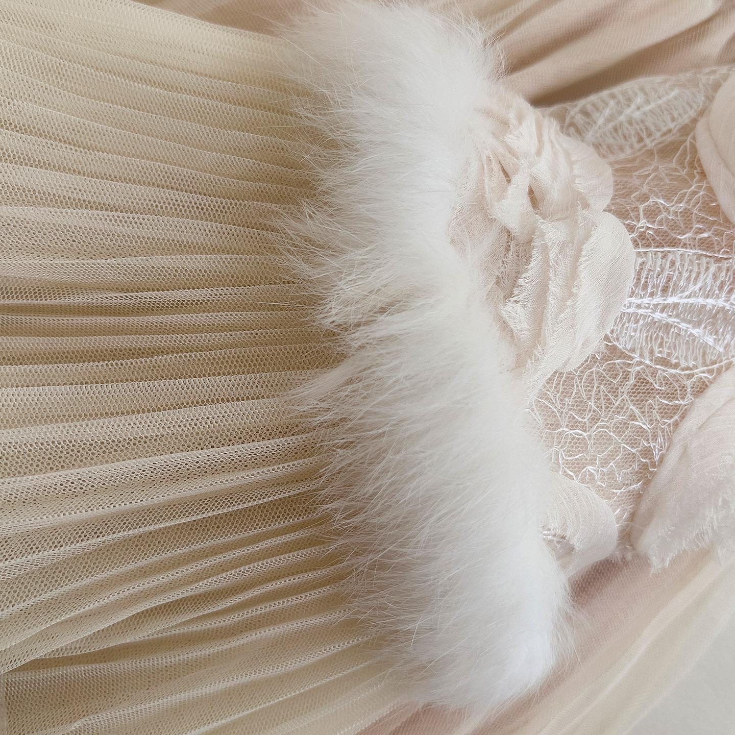 Apricot Beige Gentle Lace & Tulle Dress69099