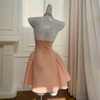 Sweet Peach Plaid Halter Neck Dress69521