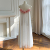 White Tulle Dress with 3D Pink Rose Appliqués69714