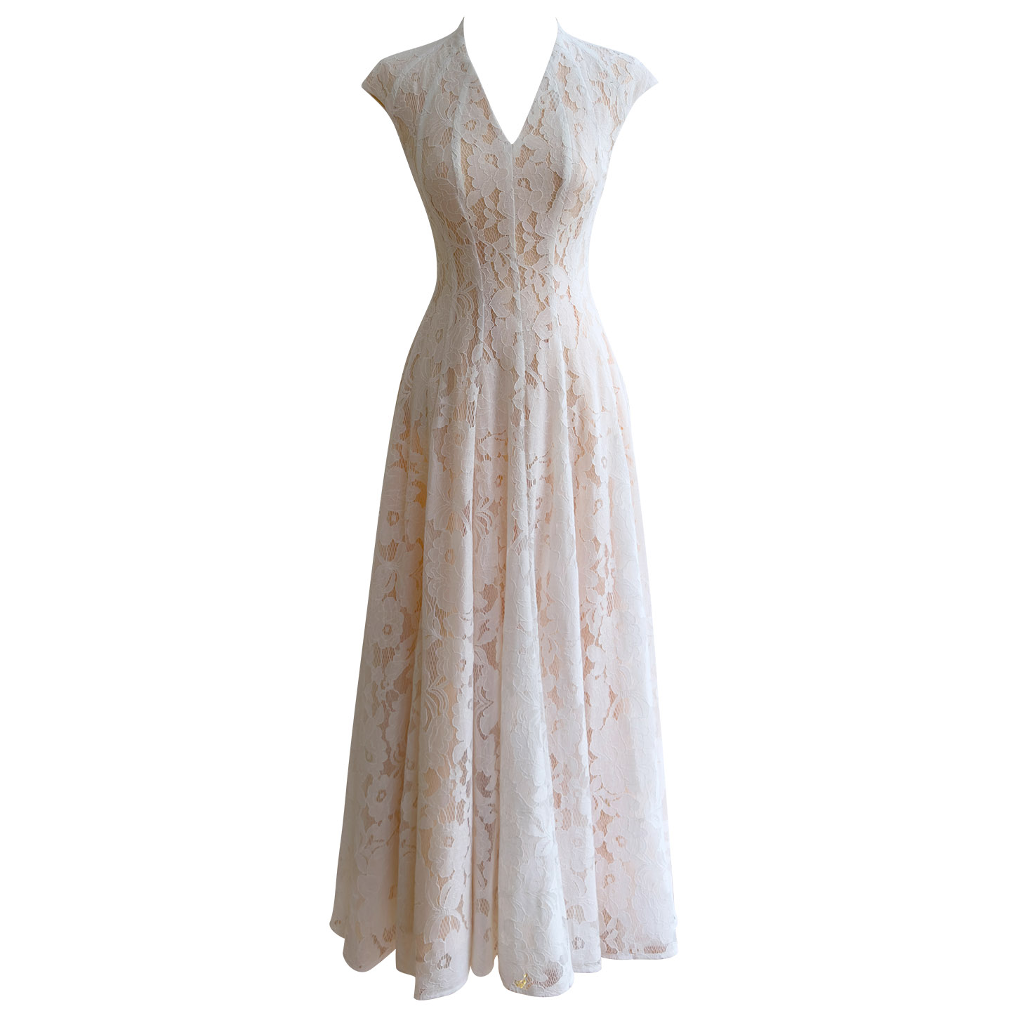 Gentle & Elegant Off-White Lace Dress69730