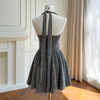 Sweet & Edgy Grey Halter Neck Skater Dress69782