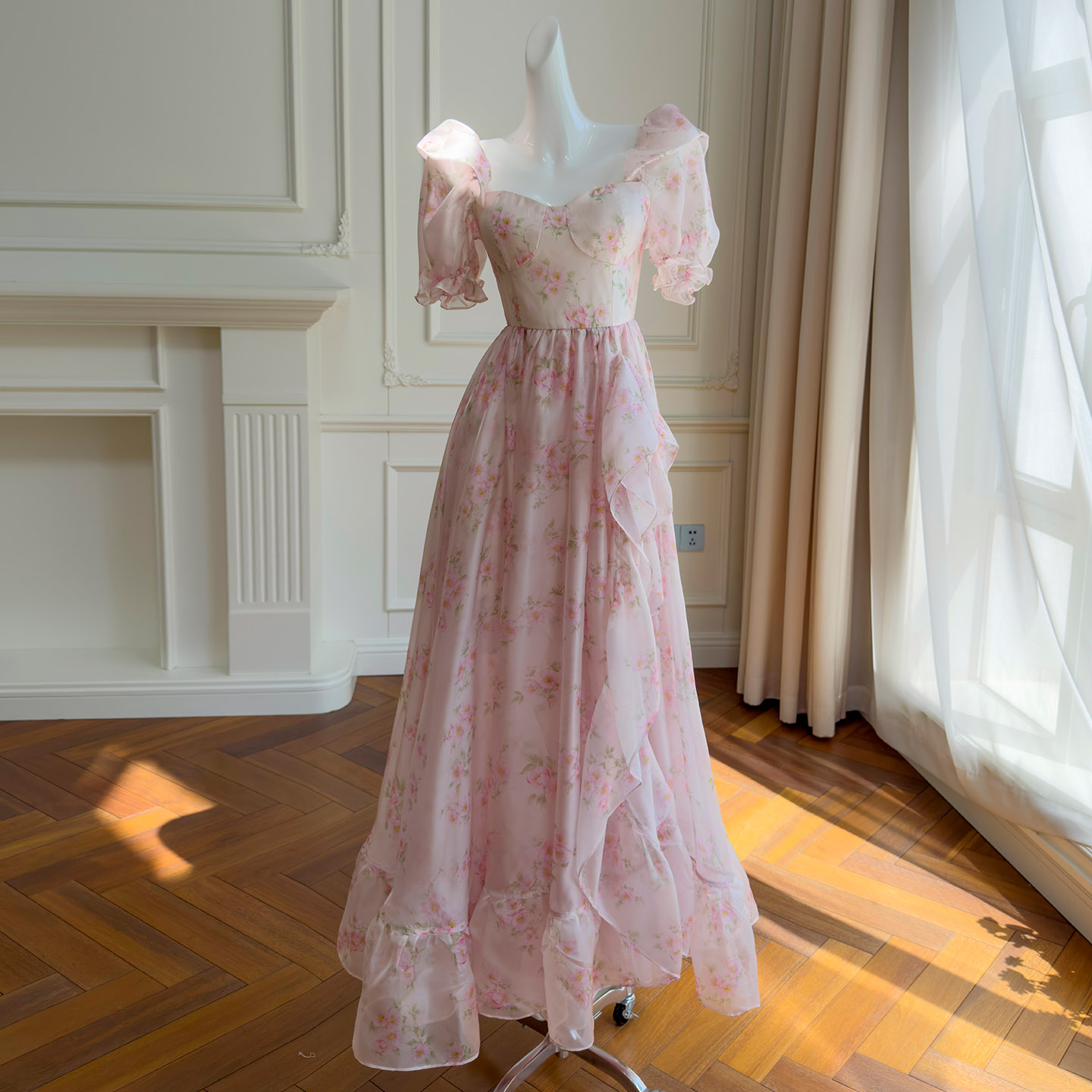 Soft Light Pink Floral Dress69762